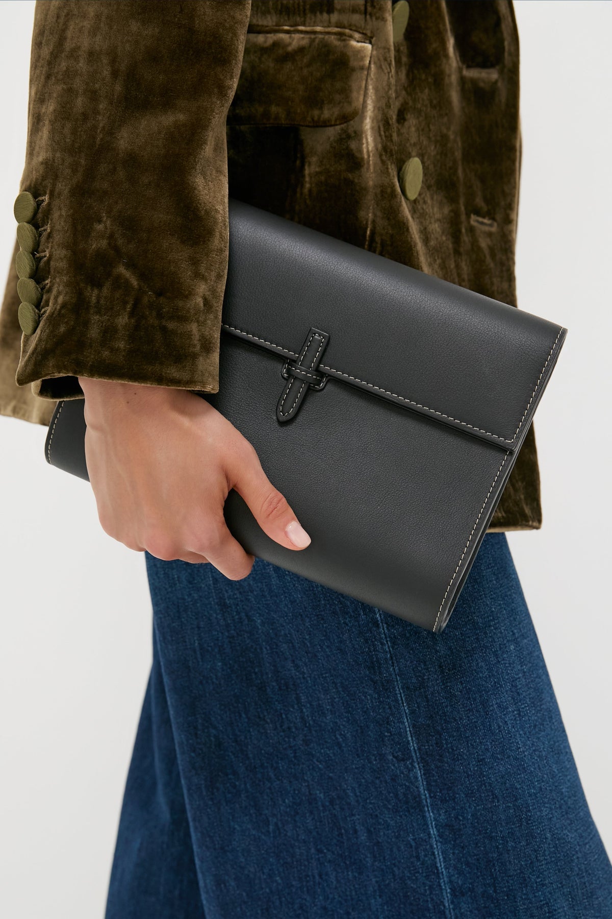 Black Nappa Large Soft Clutch