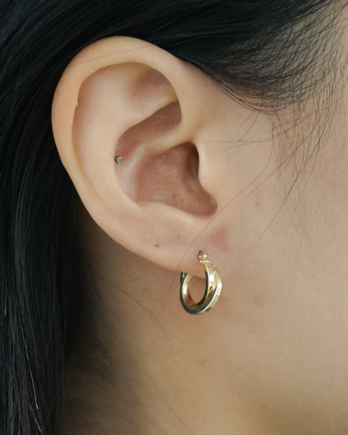14k Gold Double Hoop Earrings