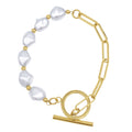 Adornia Chain Toggle Pearl Bracelet