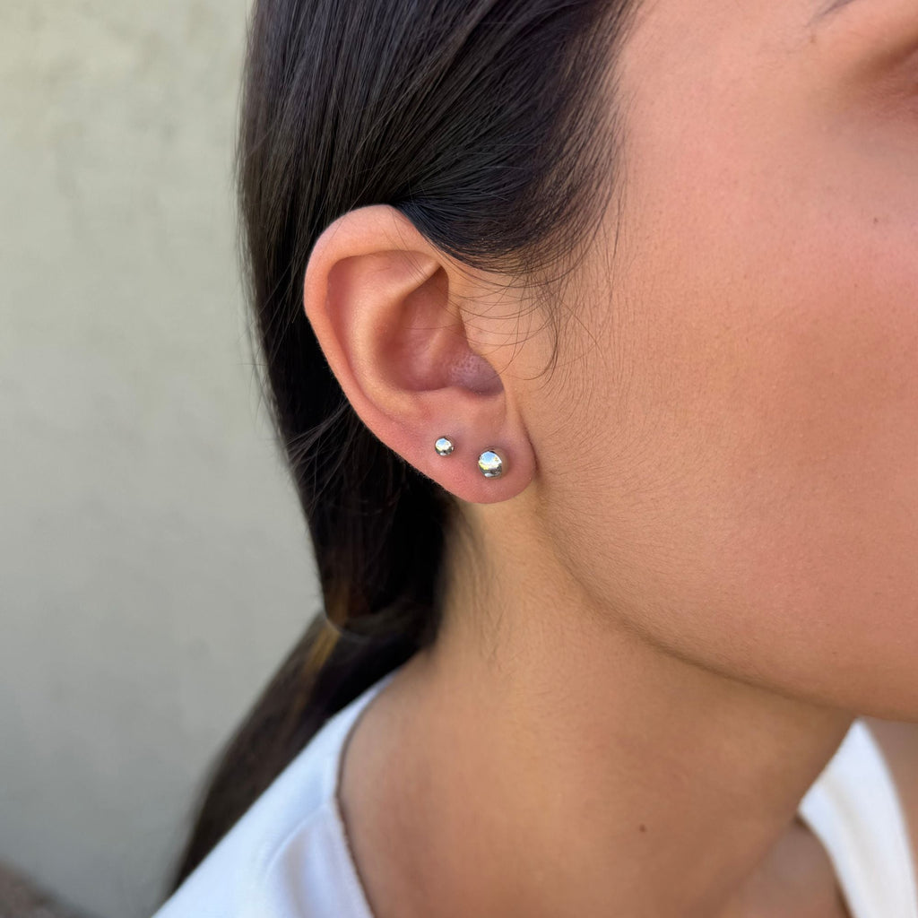 Tarnish Resistant Silver Set of 3 Ball Stud Earrings