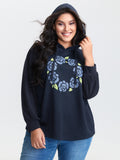 Floral Textured Spliced Hoodie