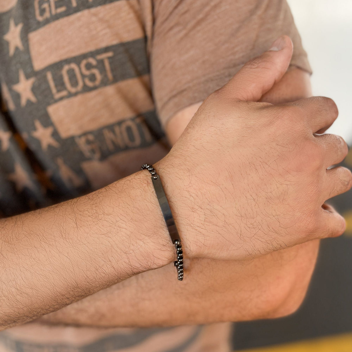 Tarnish Resistant Blackened Silver ID Bracelet