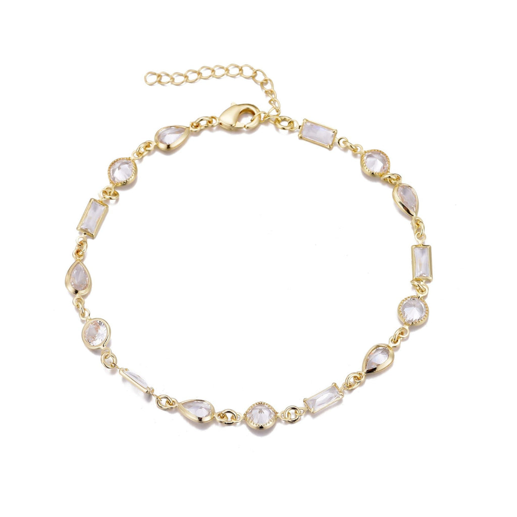 14k Gold Plated Mixed Shape Crystal Bracelet