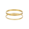 Tarnish Resistant 18k Gold Plated Eternity and Plain Cuff Set