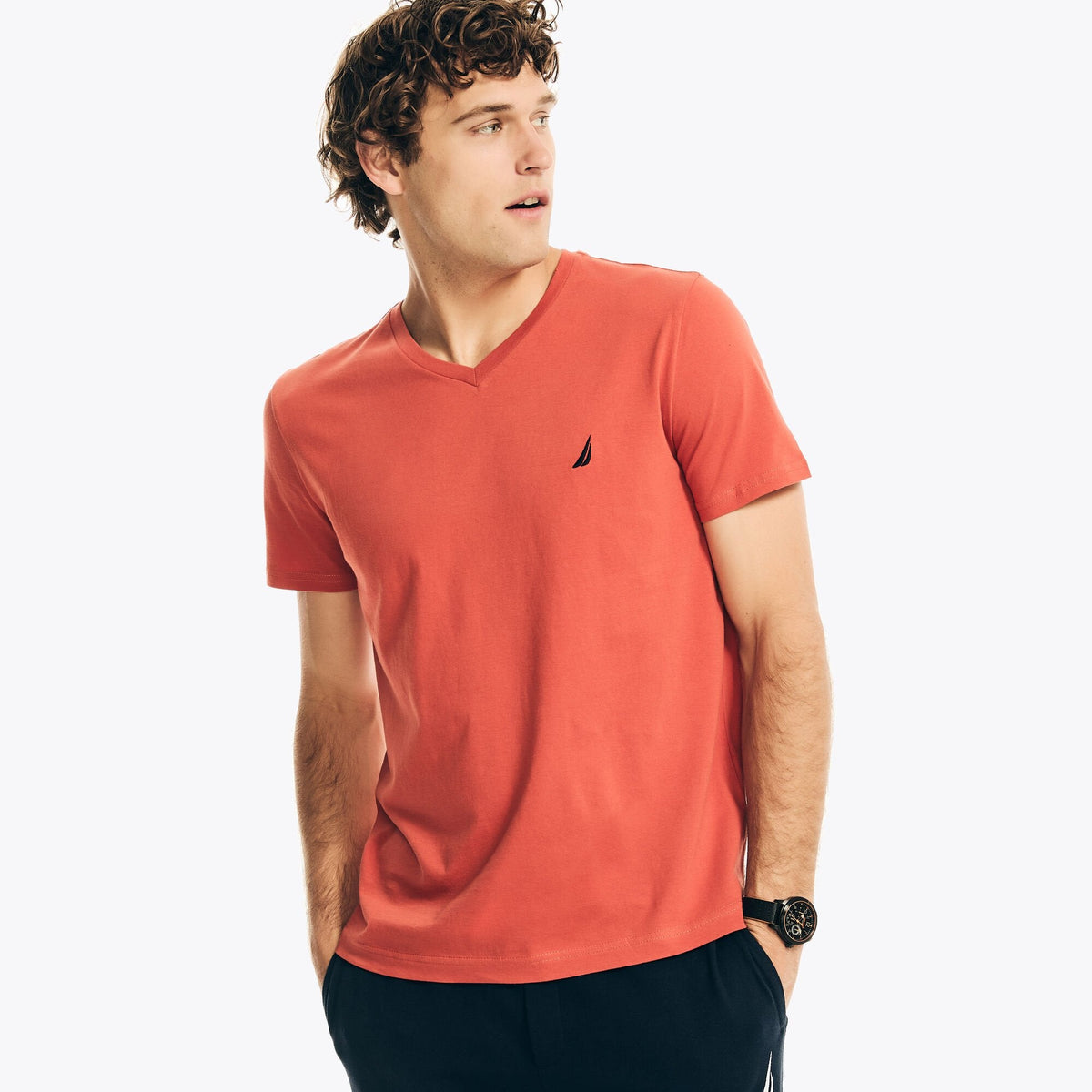 Nautica Mens Premium Cotton V-Neck T-Shirt