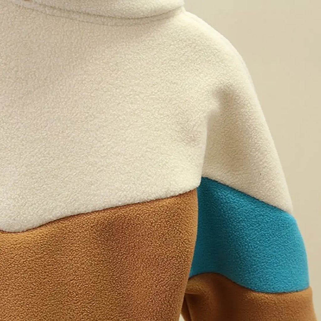Beige Brown N Blue Color Block Jacket