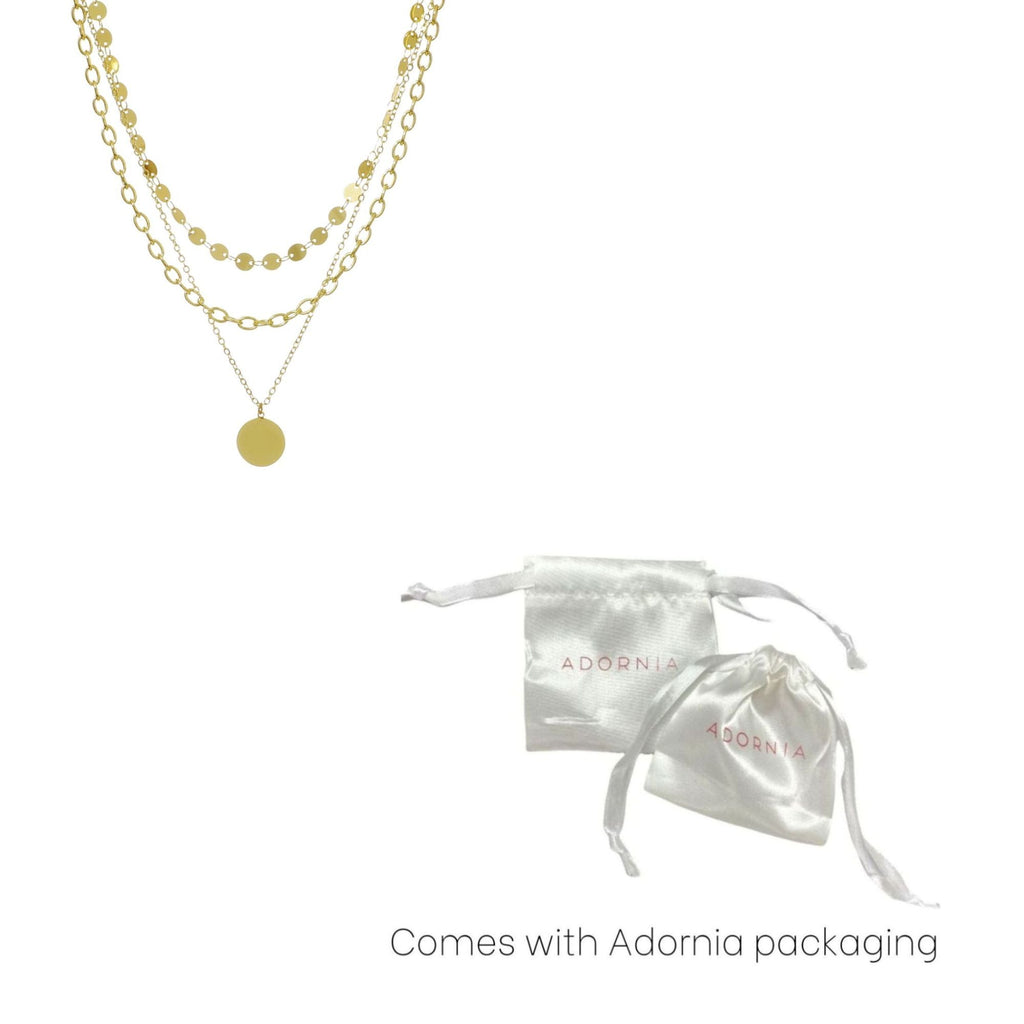 14k Gold Plated 3-Layer Toggle and Confetti Necklace