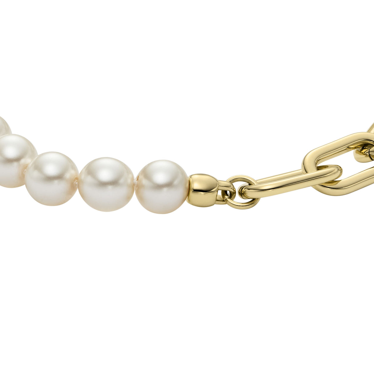 Fossil Women's Heritage Pearl D-Link Gold-Tone Stainless Steel Chain Bracelet