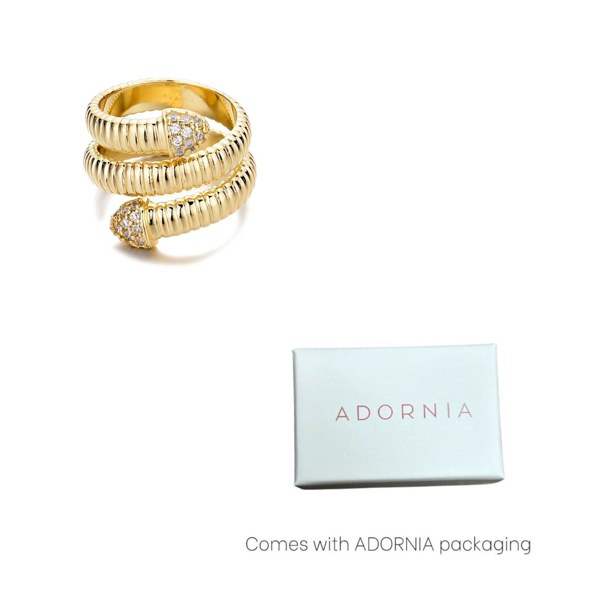 14k Gold Plated Coil Wrap CZ Ring
