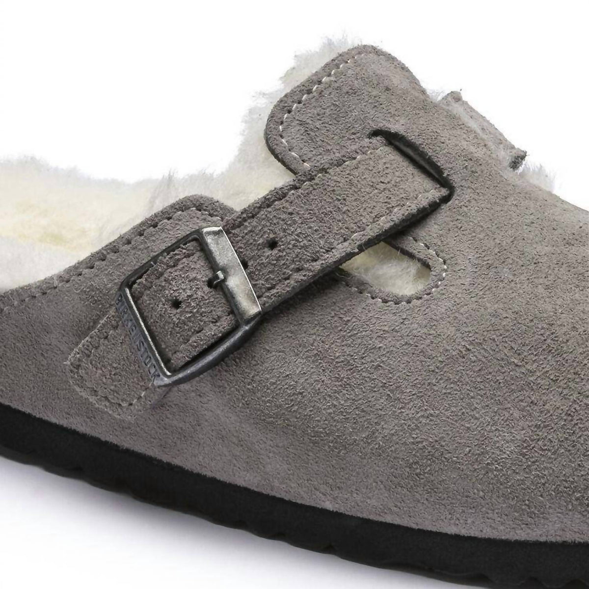 Unisex Boston Fur Coin Shearling Clog In Stone