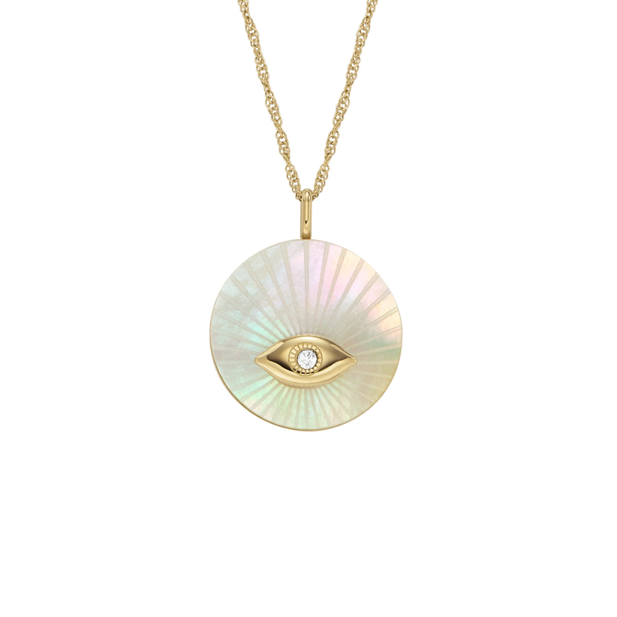 Fossil Women's Sutton Evil Eye Gold-Tone Stainless Steel Pendant Necklace