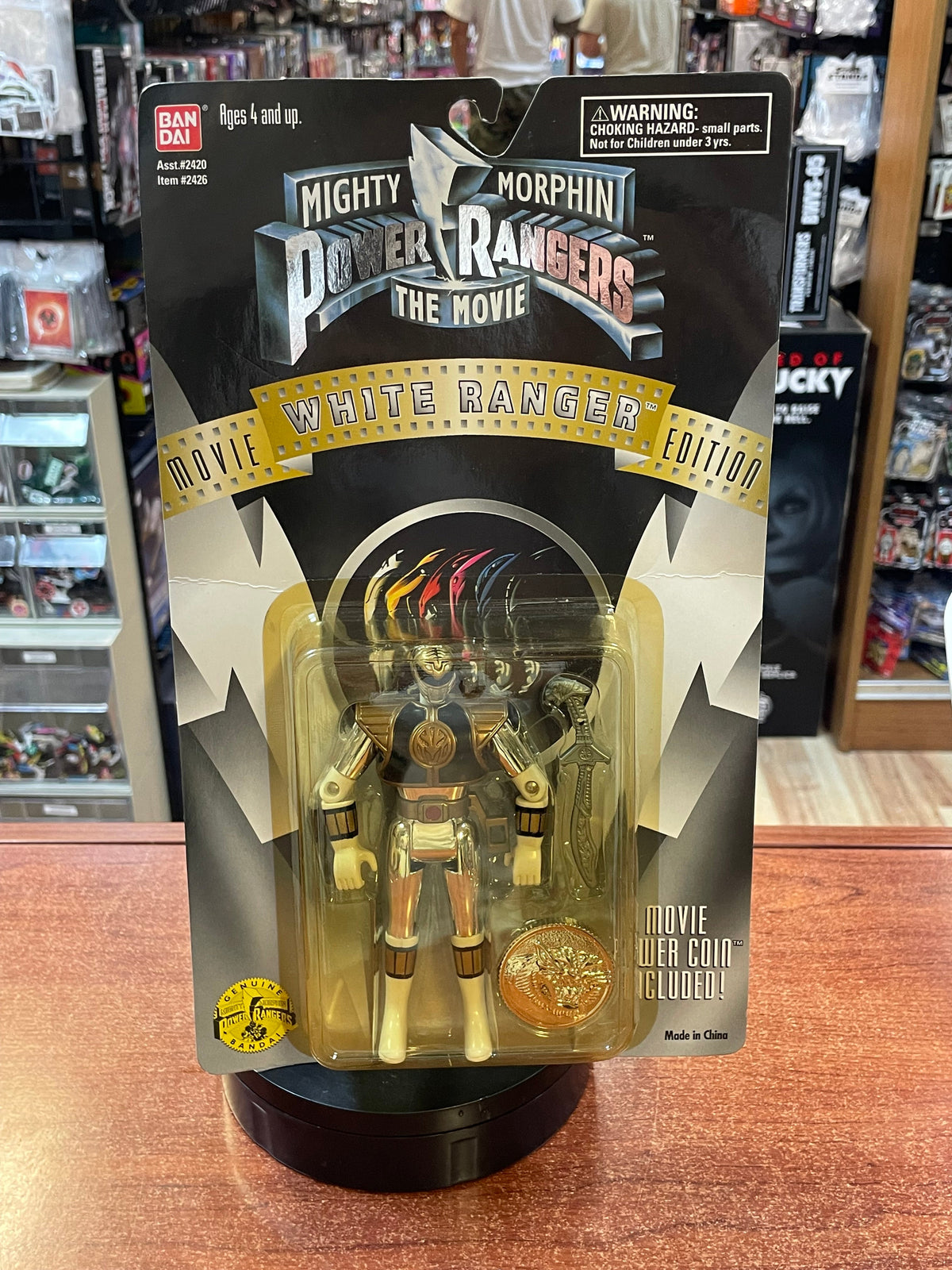 Auto Morphin Metallic White Ranger (Vintage MMPR Power Rangers, Bandai) **SEALED**