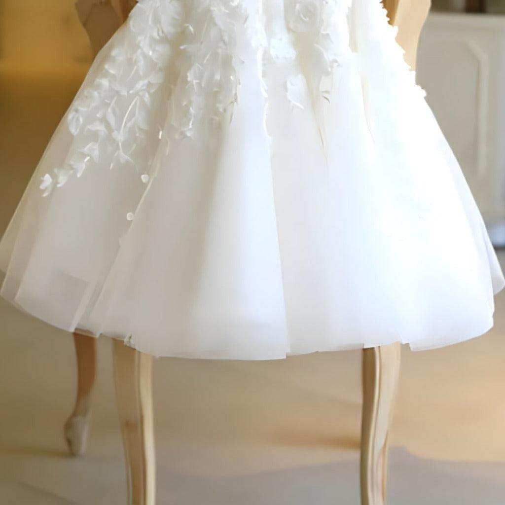 All White Tulle Flower Girl Dress with Ribbon Bow