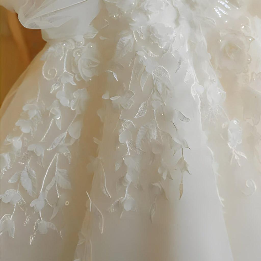 All White Tulle Flower Girl Dress with Ribbon Bow