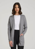 Open-Front Long Cardigan Sweater for Tall Women in Ash Grey Mix