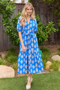 Anita Blue Floral Print Midi Dress
