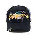 Cult's Logo Mesh Back Trucker Hat "Cult Graffiti" in Black