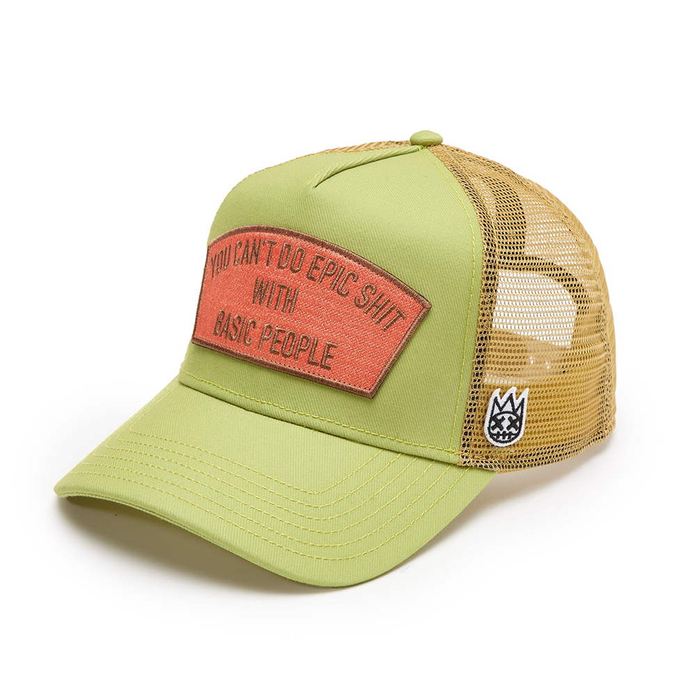 Cult's Logo Mesh Back Trucker Hat "Cant Do Epic Shit" in Green Oasis
