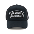 Cult's Logo Mesh Back Trucker Hat "Sex Drugs Rock N Roll" in Black
