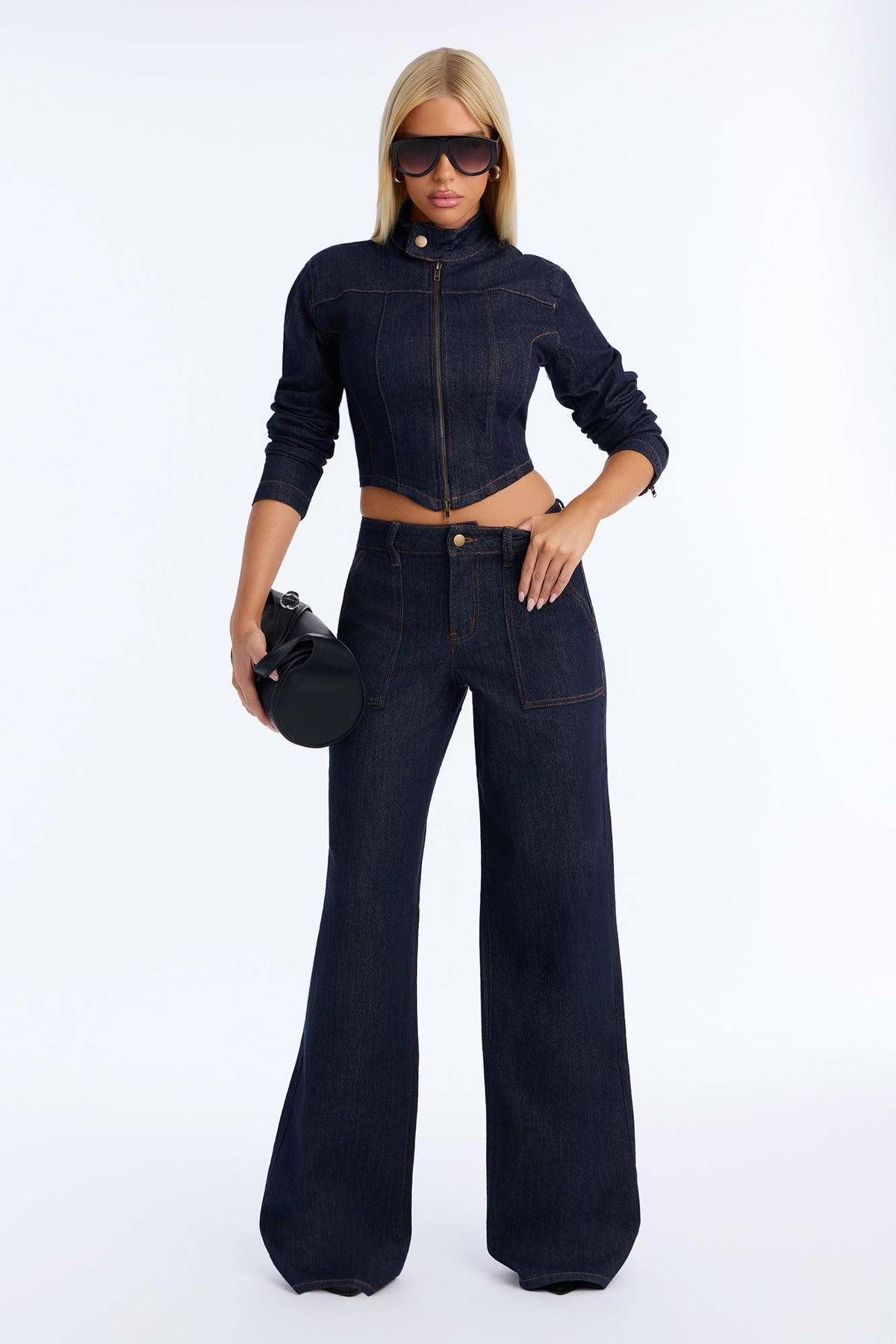 Drift Rider Wide Leg Jeans - Dark Denim