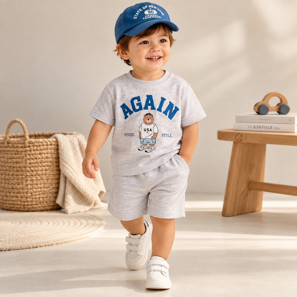 AGAIN Bear Unisex T-Shirt and Shorts Sets