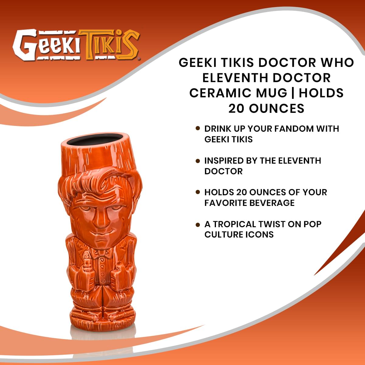 Geeki Tikis Doctor Who Eleventh Doctor Ceramic Mug | Holds 20 Ounces