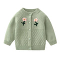 Baby Girls Flower Embroidered Knit Cotton Cardigan