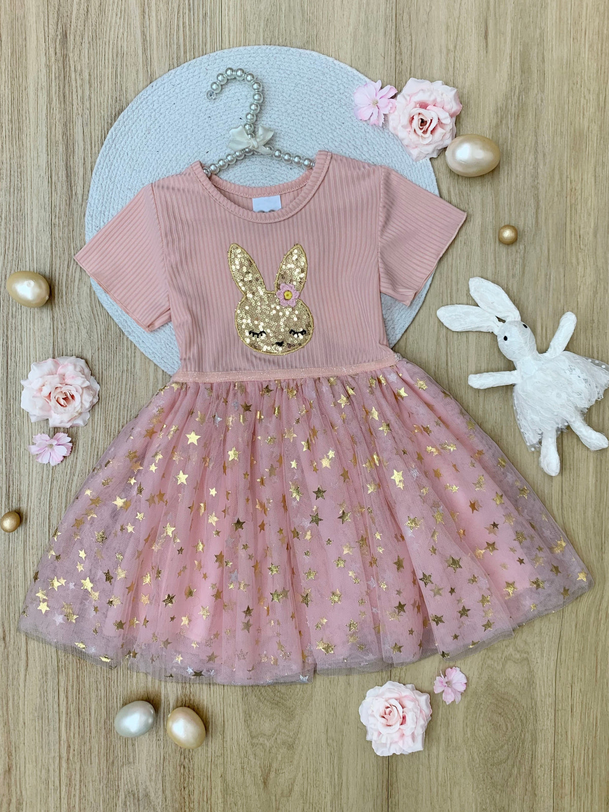 Blush Star Bunny Easter Tulle Dress