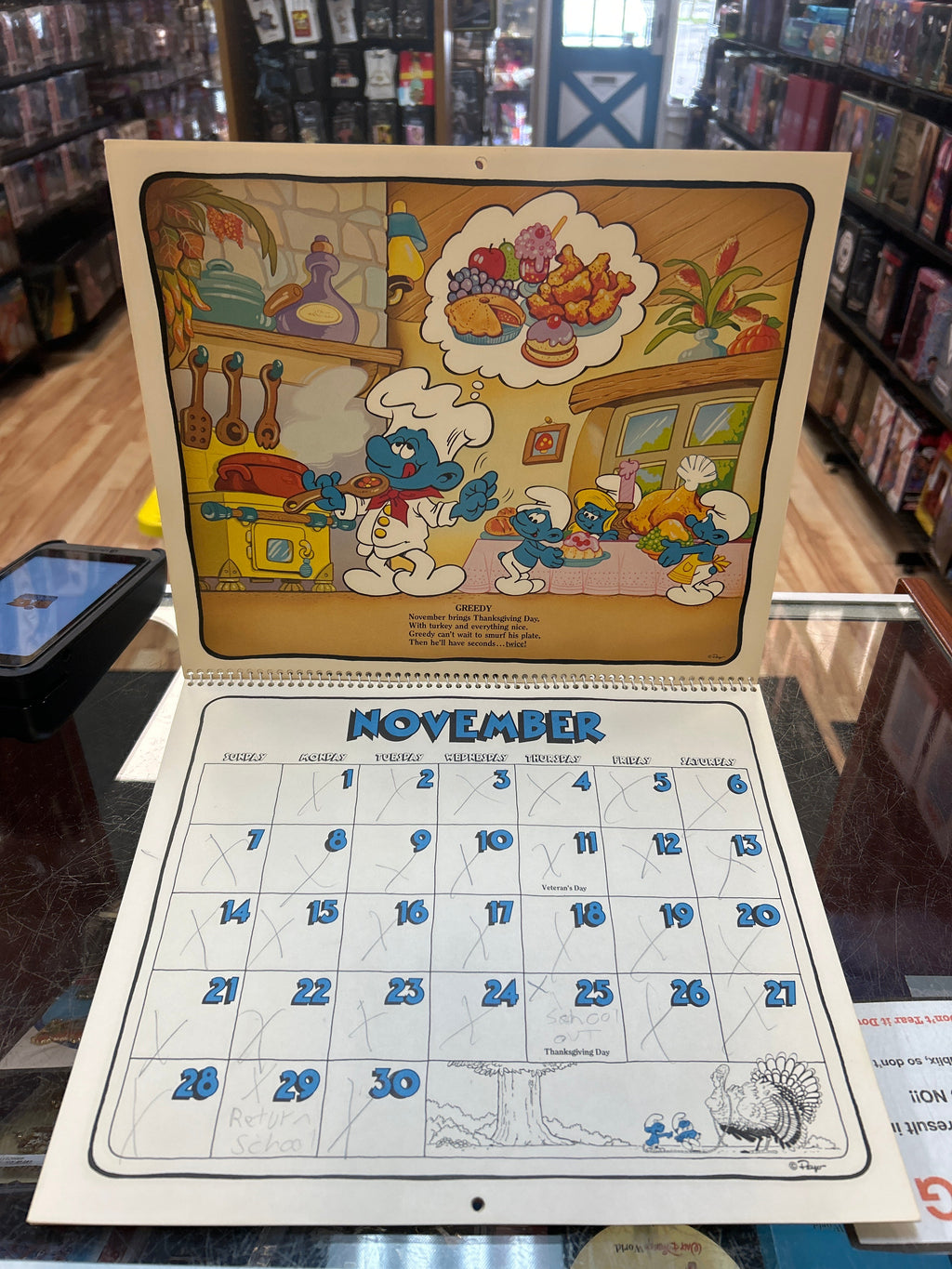 16 Month Calender -1982/1983- (Vintage Smurfs, Schleich Peyo)