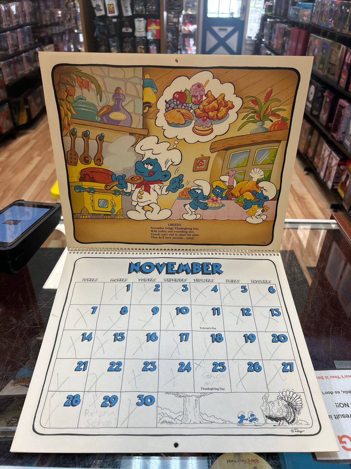 16 Month Calender -1982/1983- (Vintage Smurfs, Schleich Peyo)
