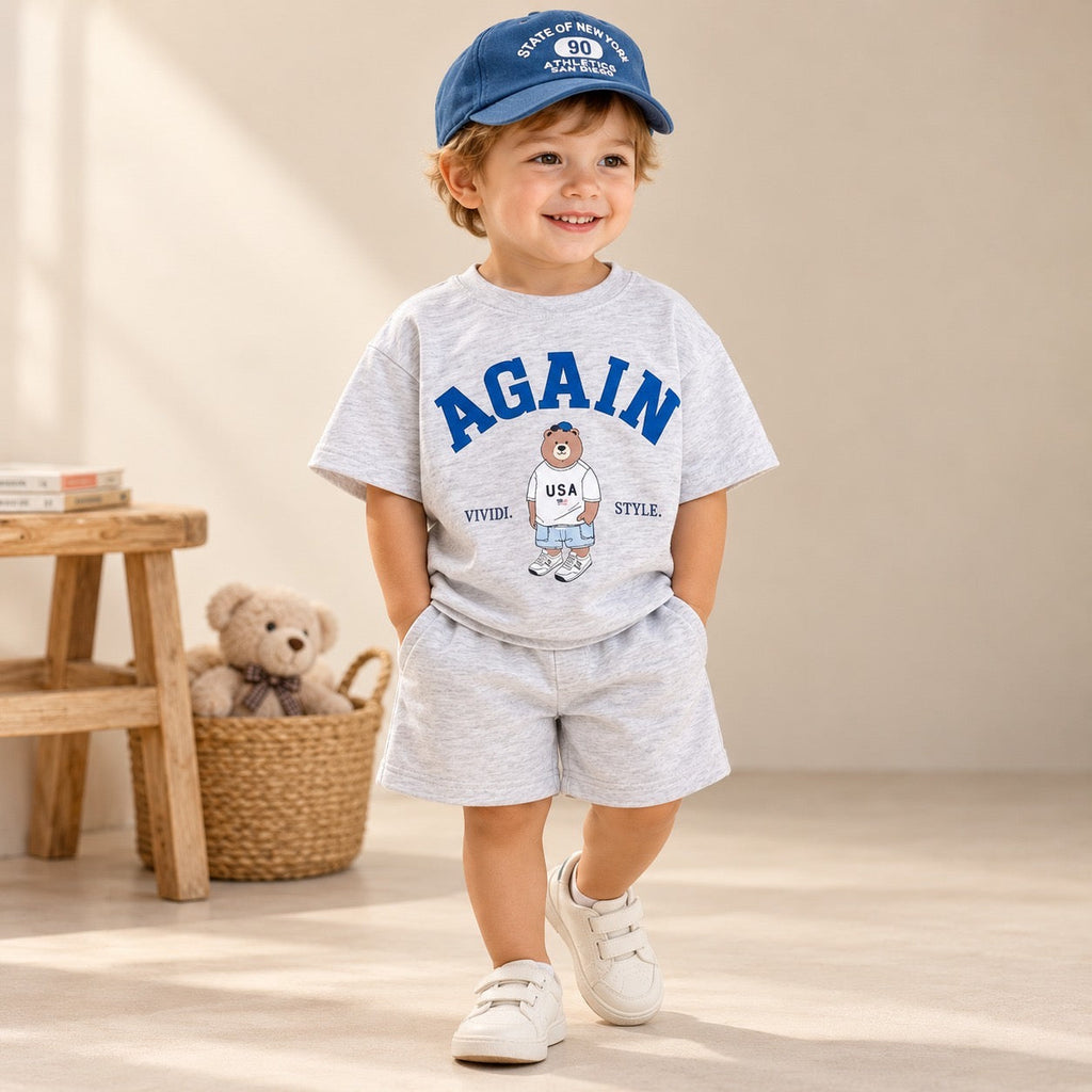 AGAIN Bear Unisex T-Shirt and Shorts Sets