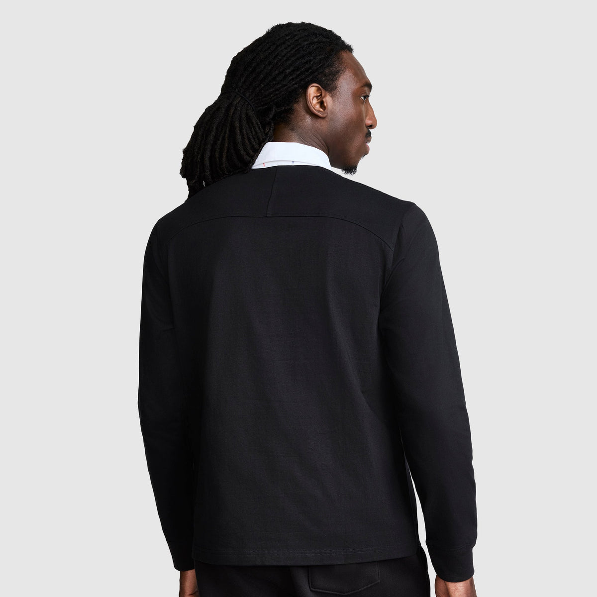 Long Sleeve Rugby Shirt with Twill Collar, Embroided C Logo