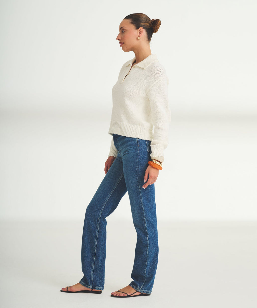 Chunky Cotton Polo Sweater