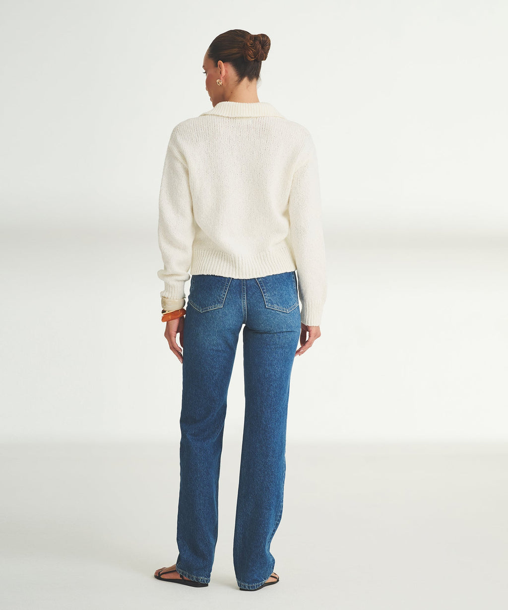 Chunky Cotton Polo Sweater