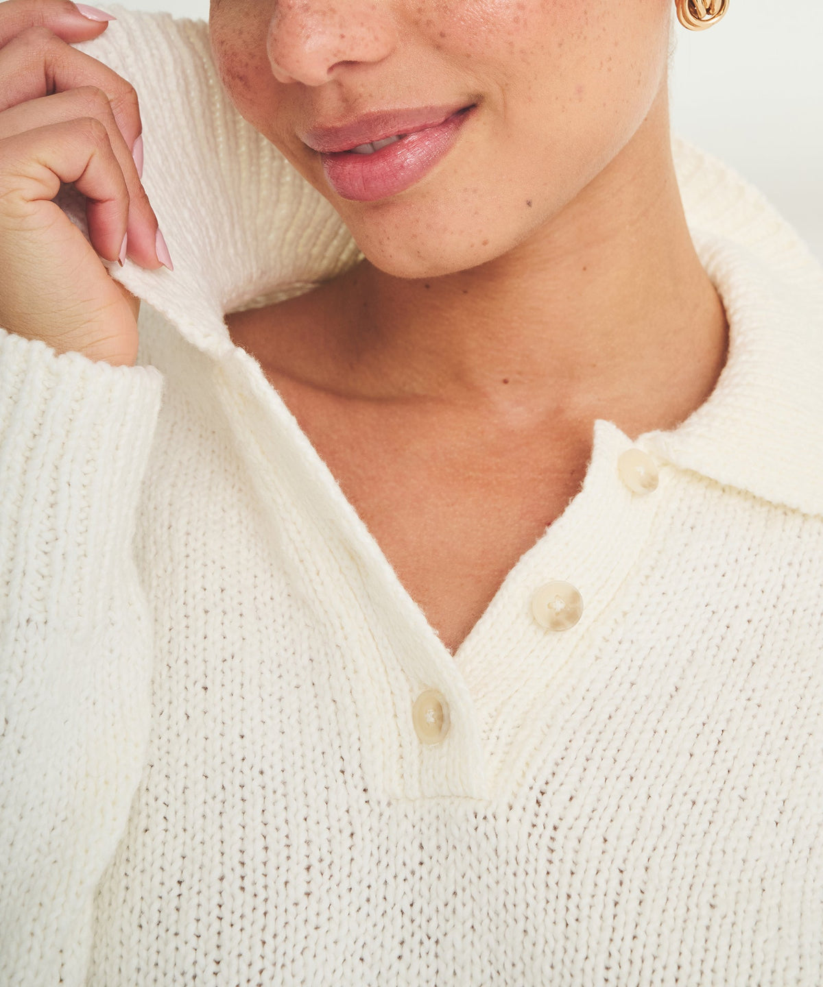 Chunky Cotton Polo Sweater