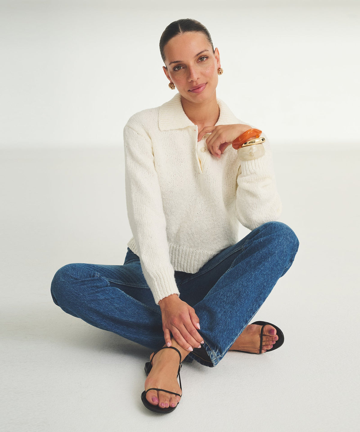 Chunky Cotton Polo Sweater