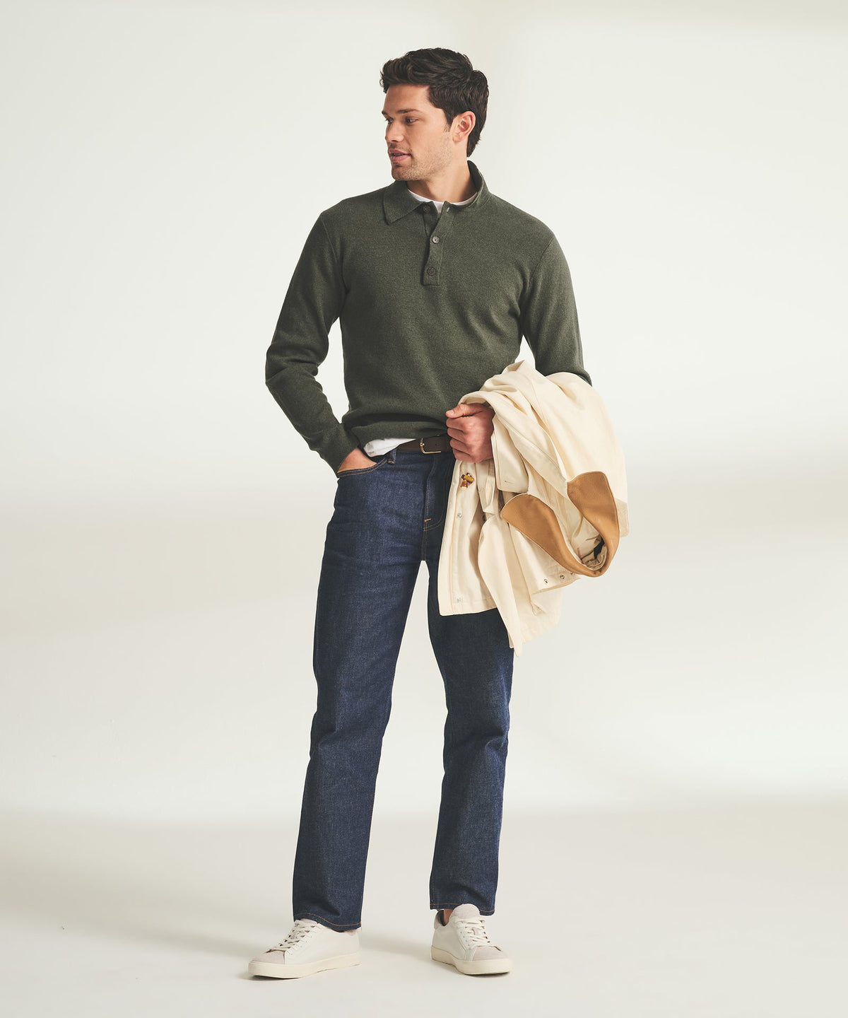 Cotton Cashmere Polo Sweater