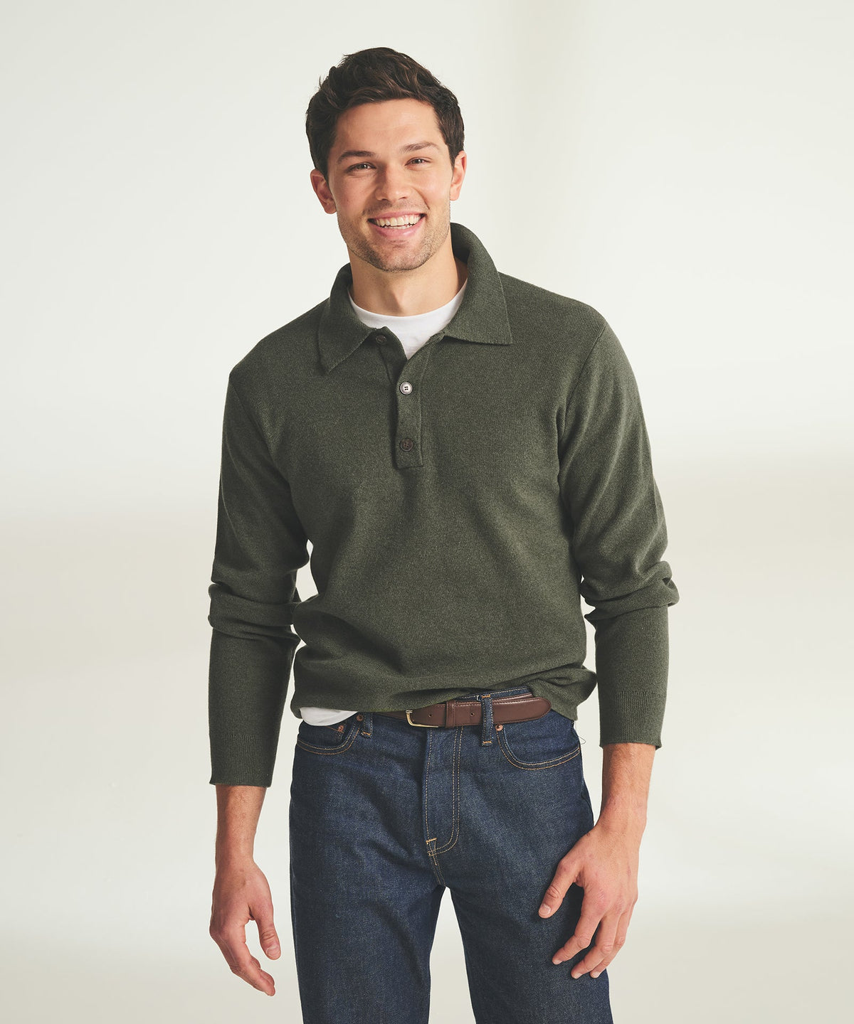 Cotton Cashmere Polo Sweater