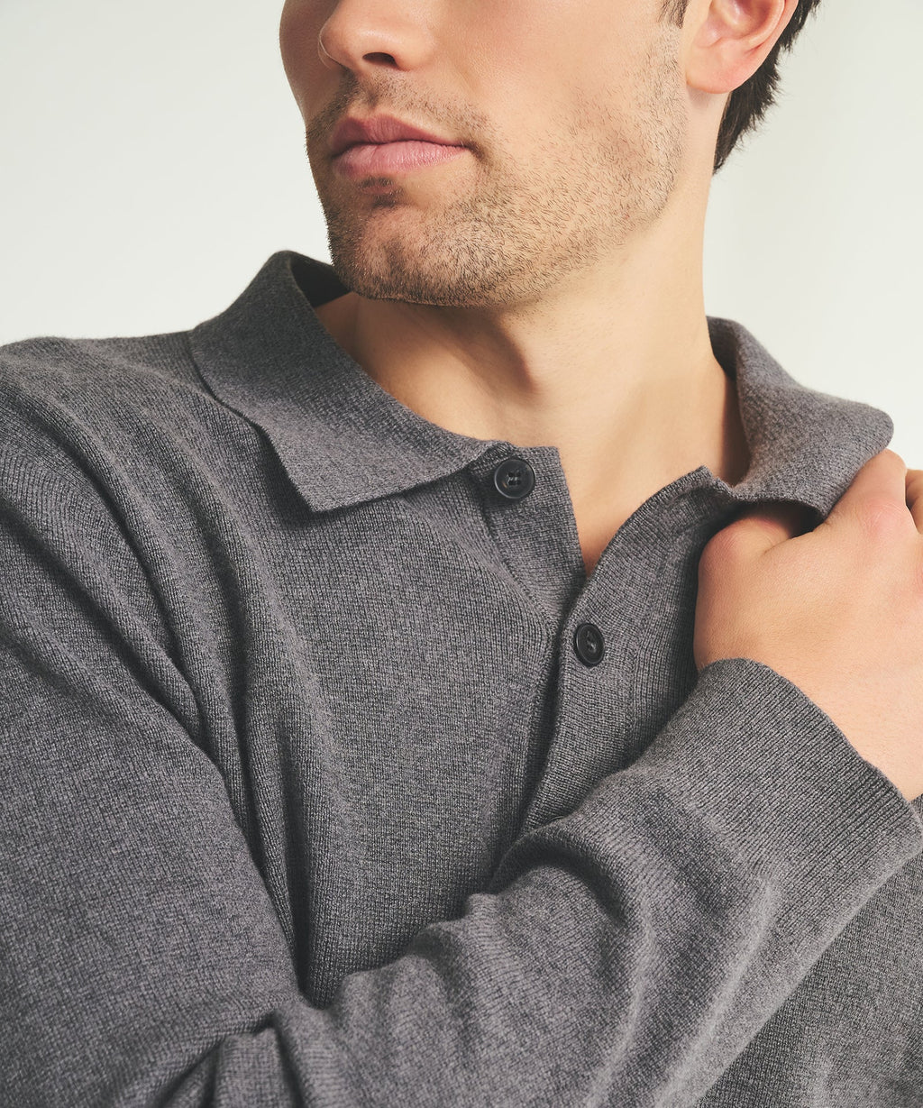 Cotton Cashmere Polo Sweater