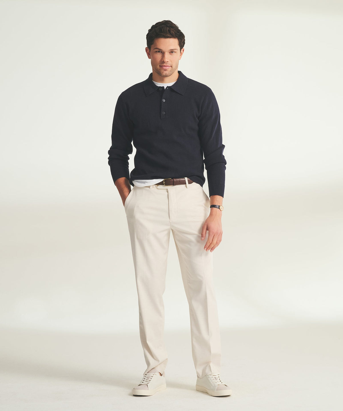 Cotton Cashmere Polo Sweater
