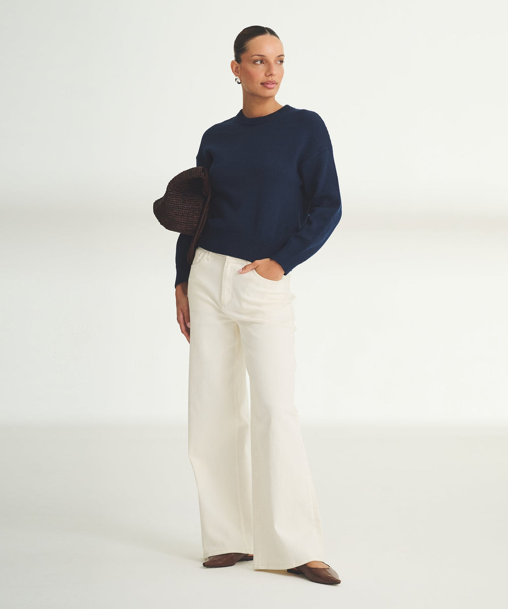 Cotton Relaxed Crewneck Sweater