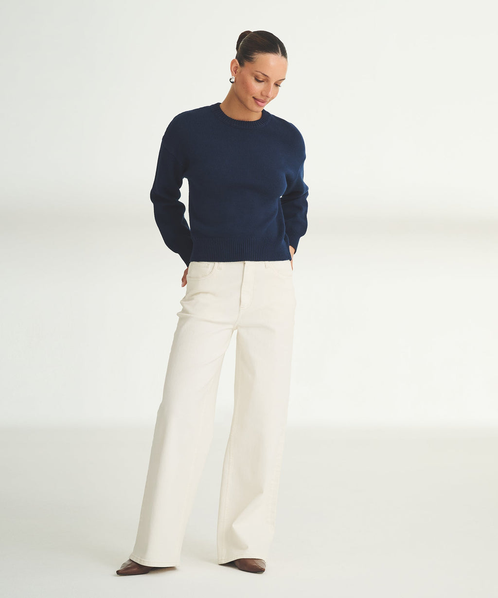 Cotton Relaxed Crewneck Sweater