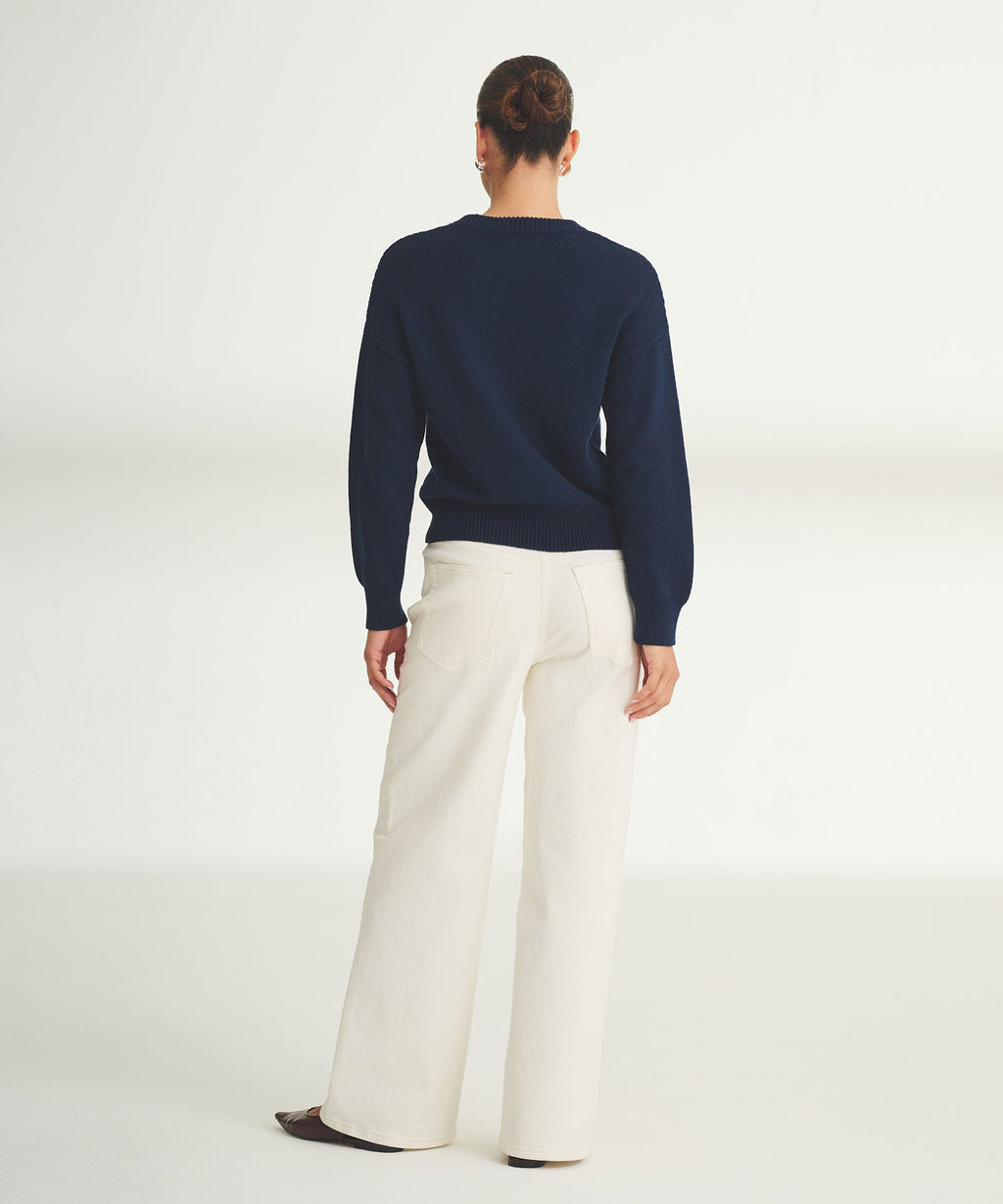 Cotton Relaxed Crewneck Sweater