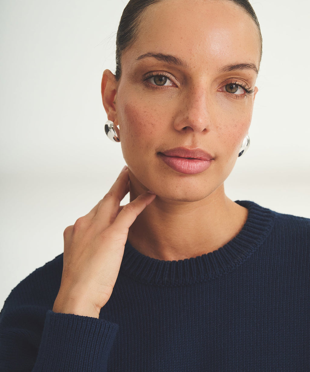 Cotton Relaxed Crewneck Sweater
