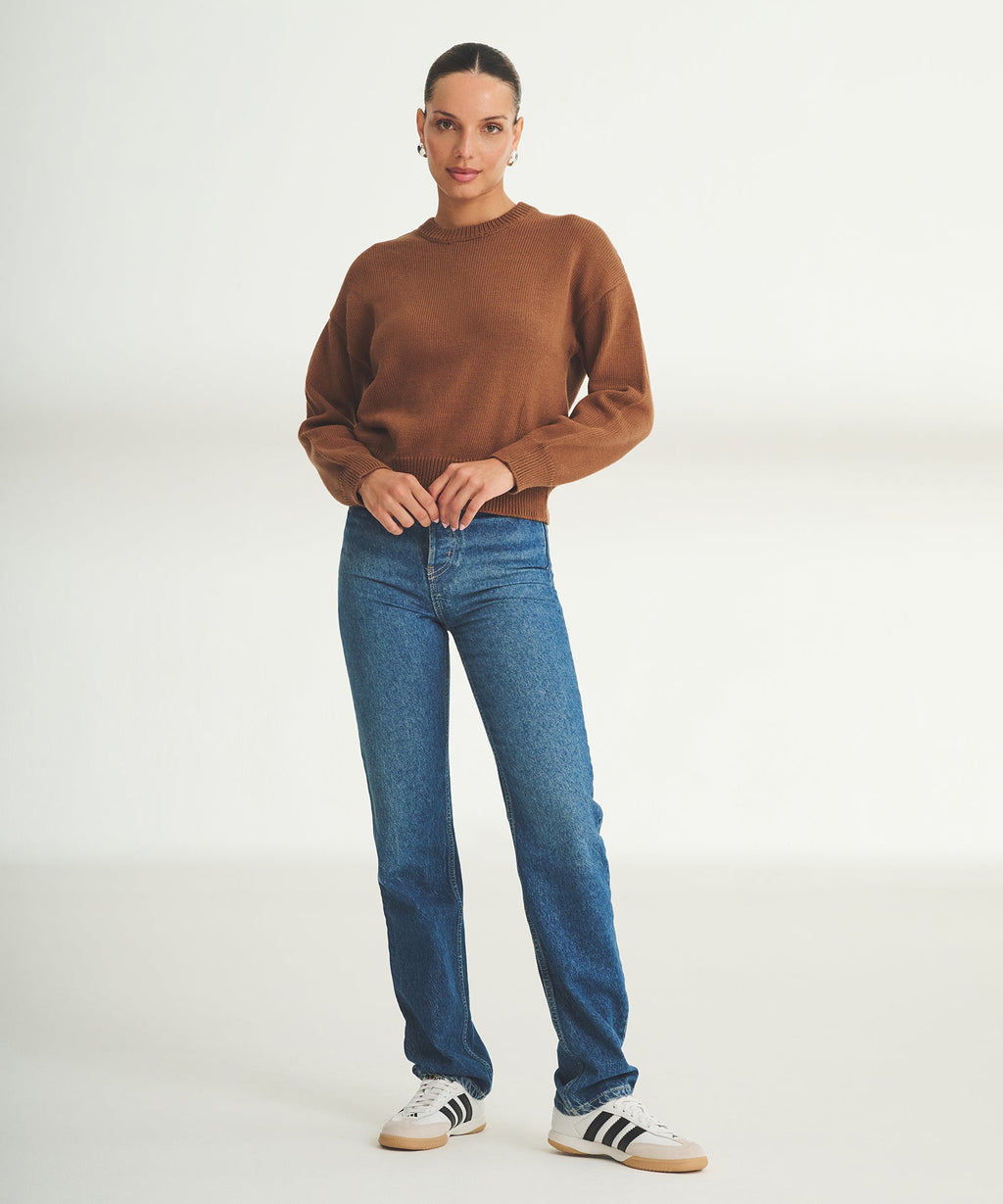 Cotton Relaxed Crewneck Sweater