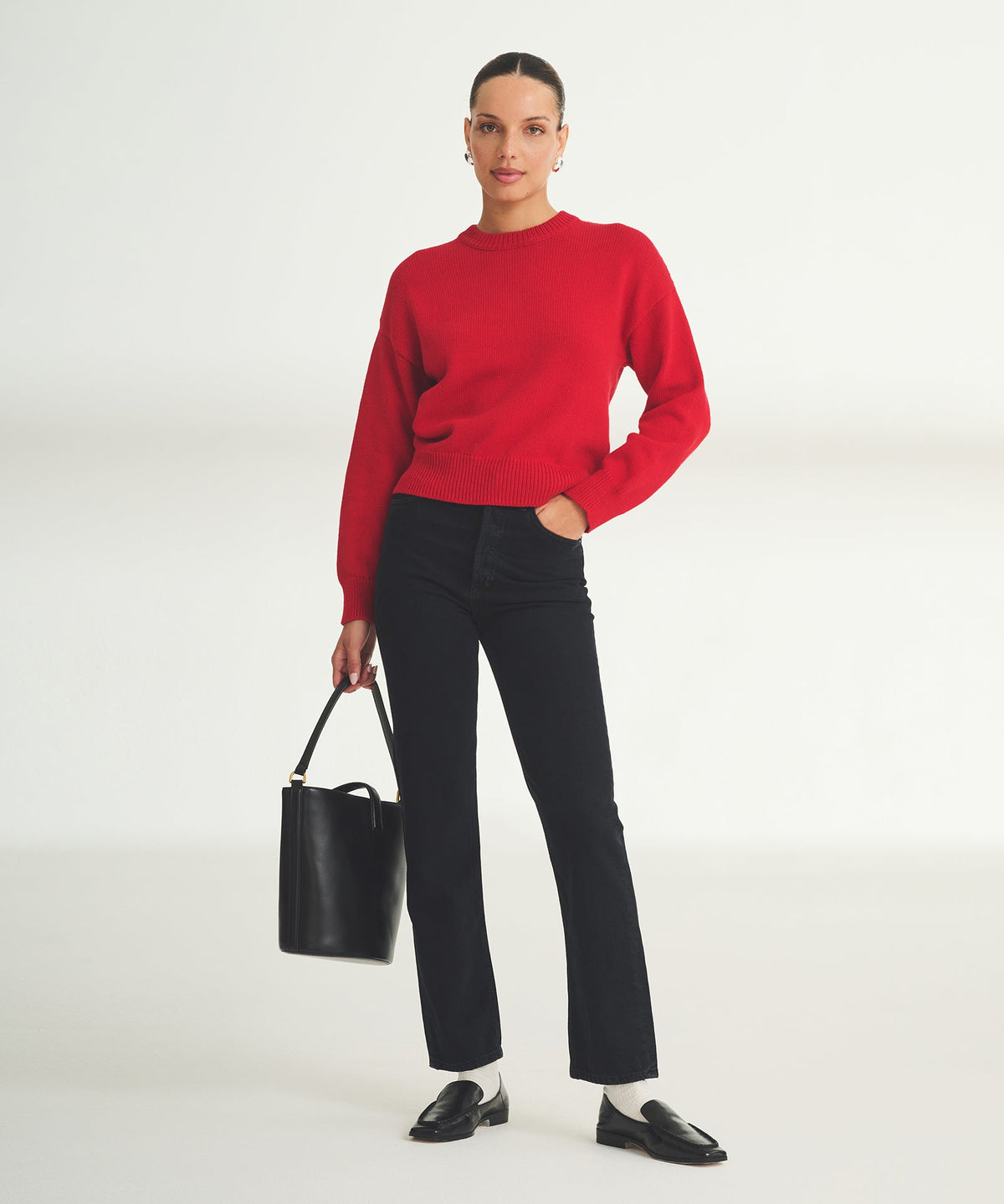 Cotton Relaxed Crewneck Sweater
