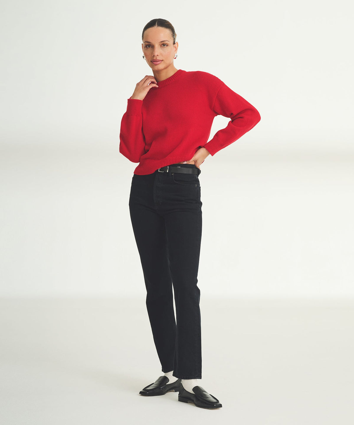 Cotton Relaxed Crewneck Sweater
