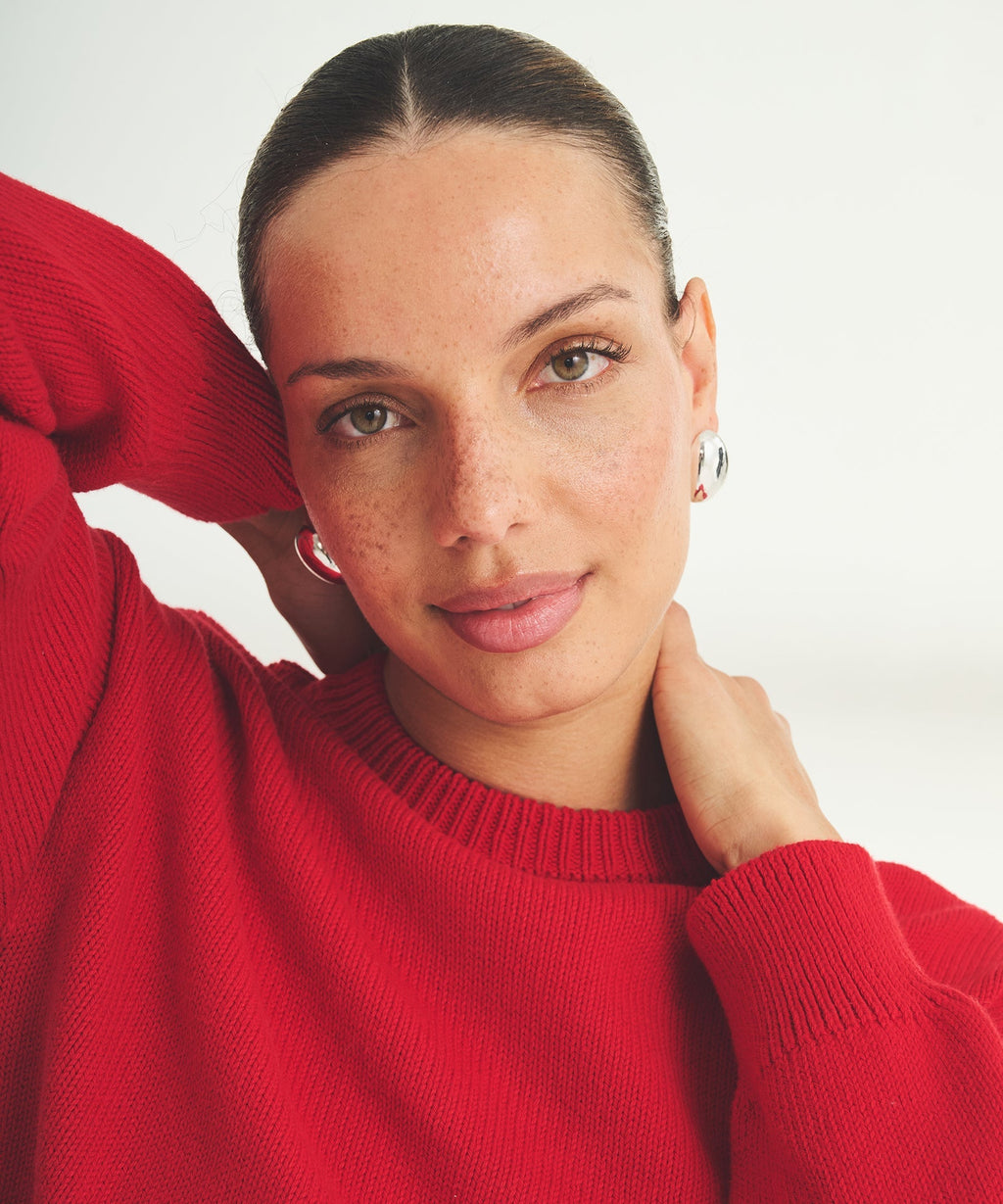 Cotton Relaxed Crewneck Sweater