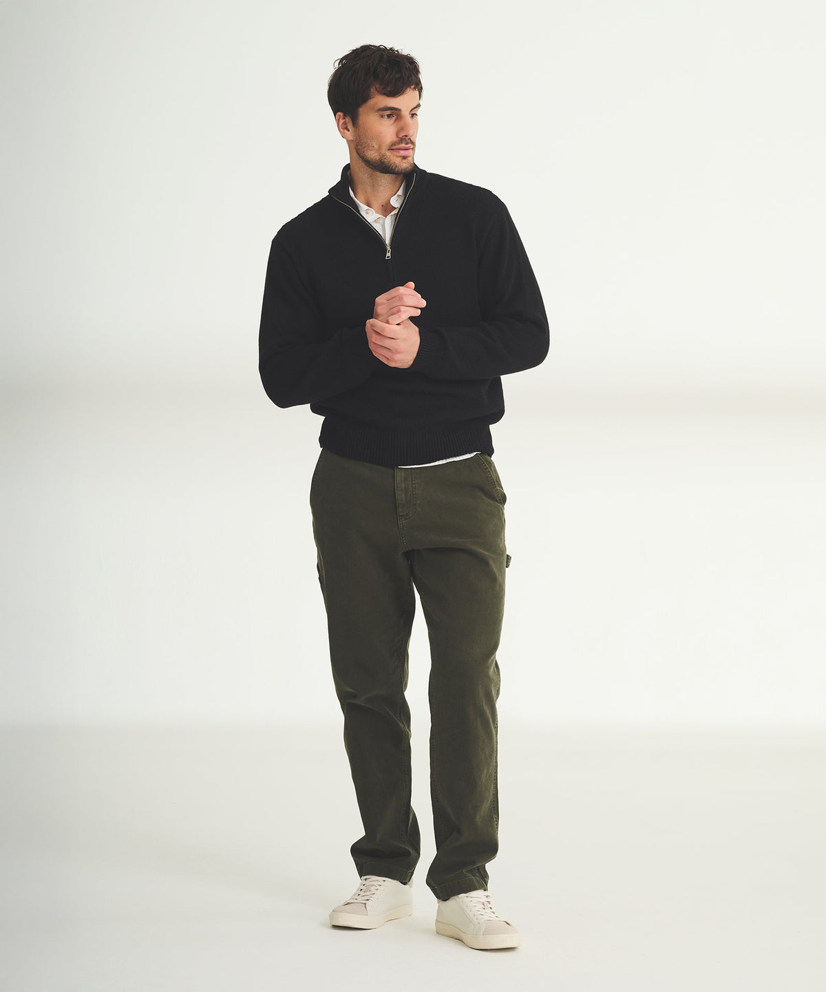 Cotton Relaxed Quarter Zip Sweater