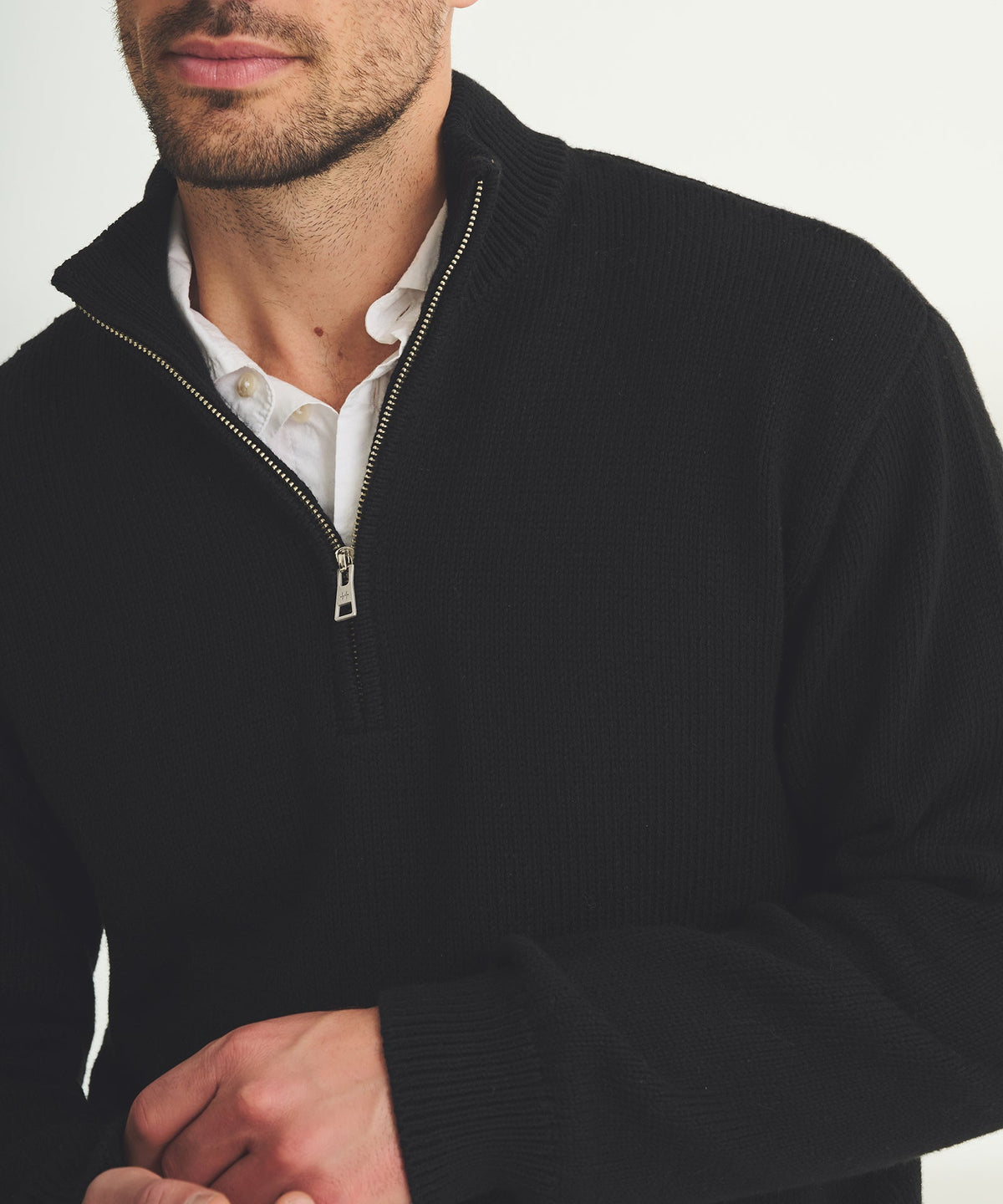 Cotton Relaxed Quarter Zip Sweater